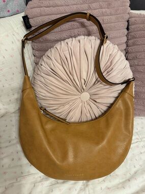 Poppy & Peonies Over the Moon, Camel colour Pebbled Hobo Shoulder Bag